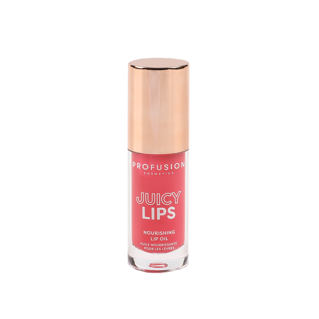 Profusion Cosmetics Juicy Lips in Radiant Rose, close-up of glossy pink lip gloss on lips.