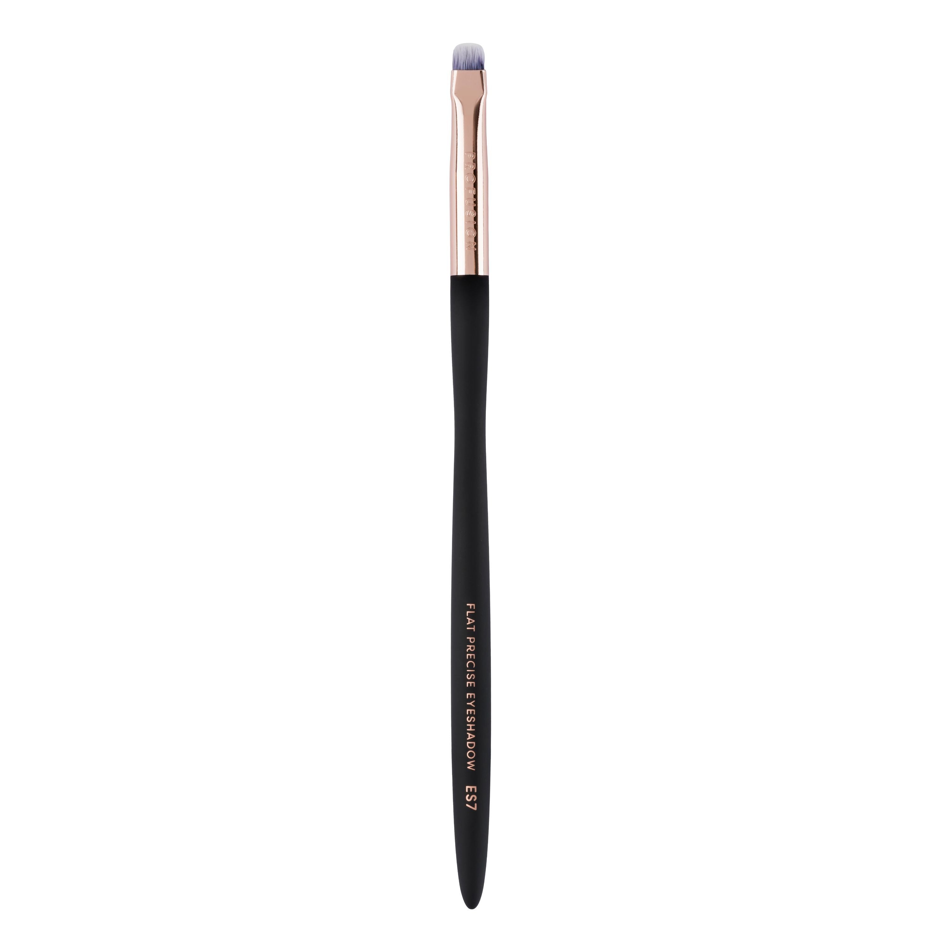 Profusion Cosmetics Artistry Series flat precise eyeshadow brush for detailed eyeshadow application, shown with soft bristles and sleek handle.