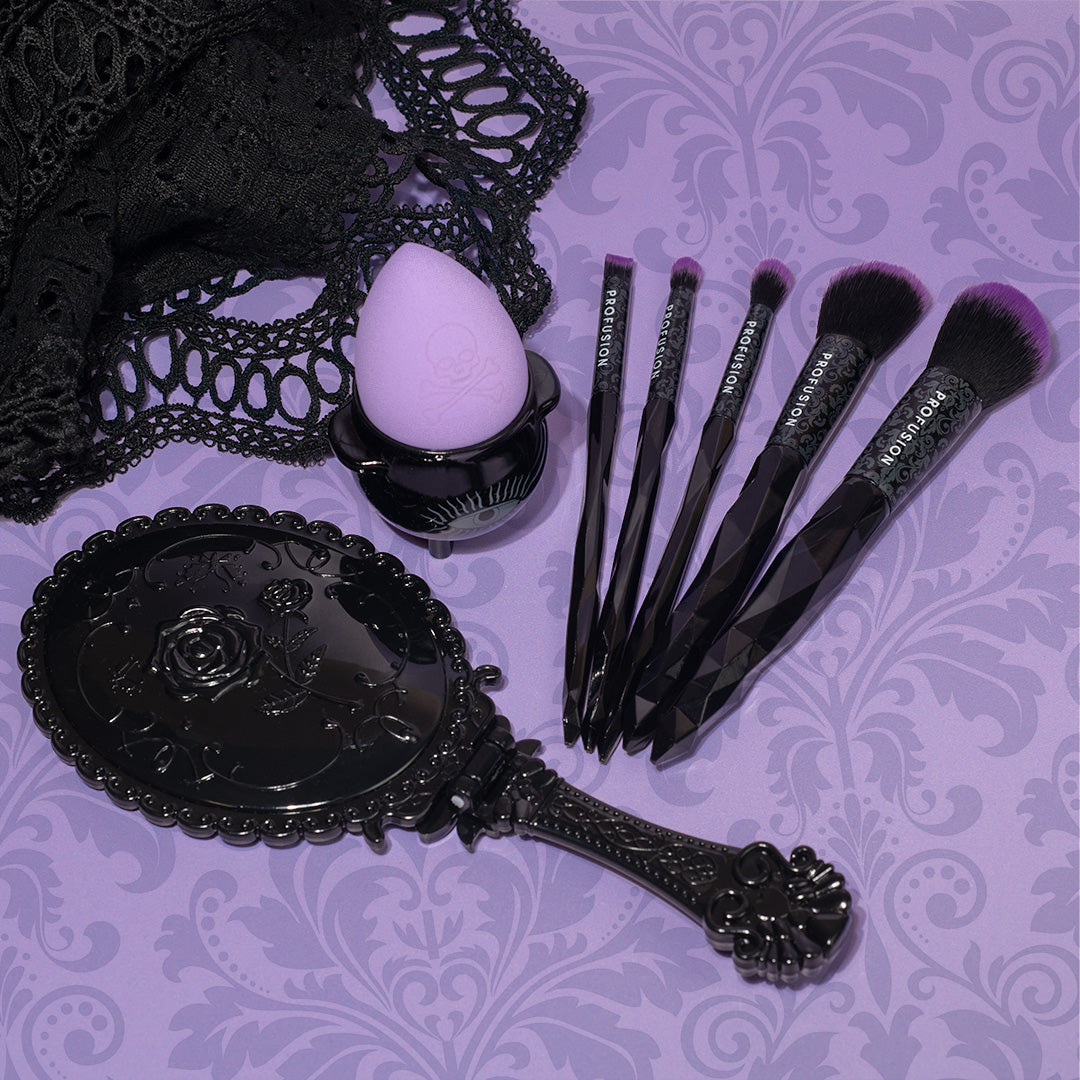 Profusion Cosmetics Mystic Blend 5-piece face and eye makeup brush set with soft, versatile brushes for blending and application.