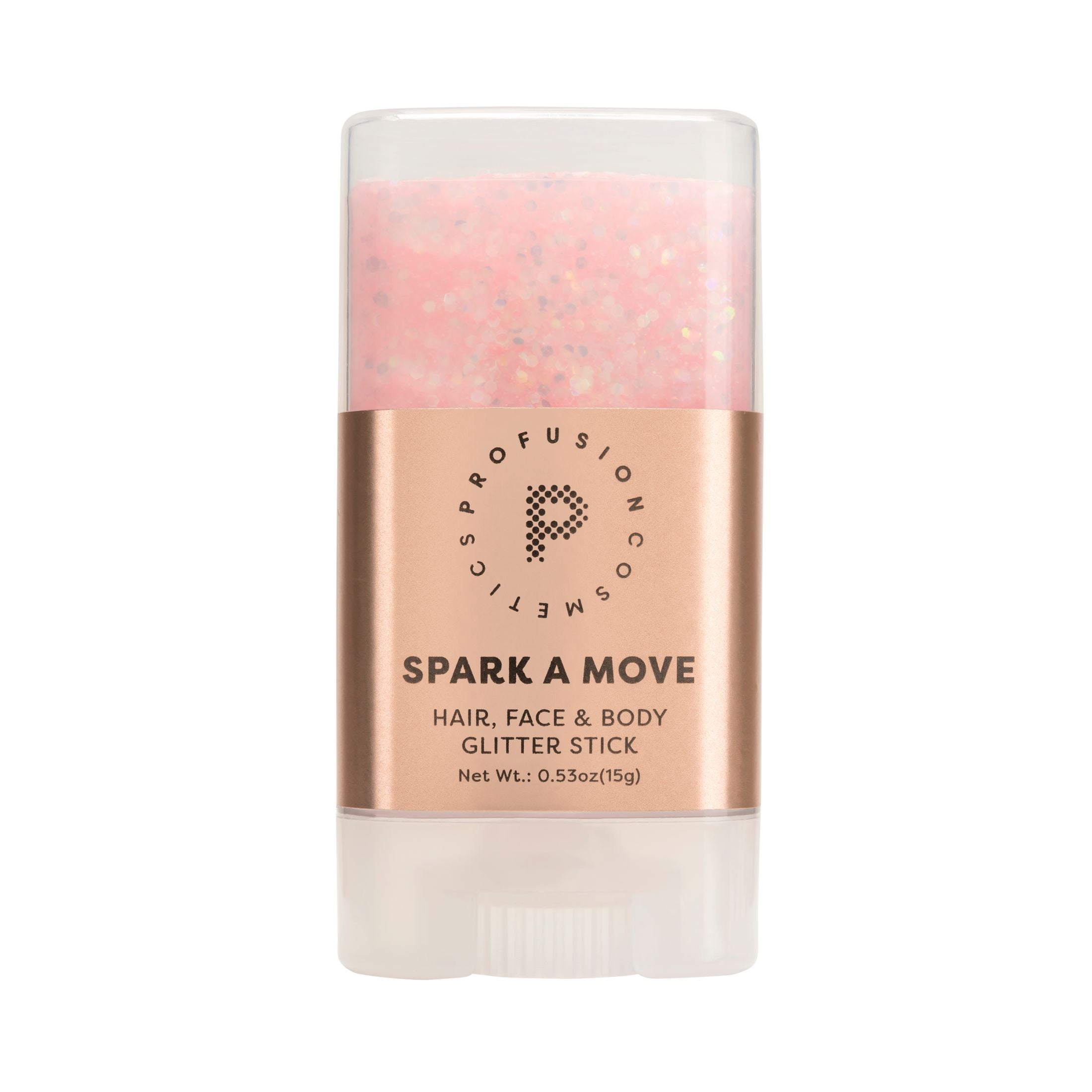 Profusion Cosmetics Spark-A-Move Face & Body Glitter Stick with shimmer and glitter for face and body makeup.