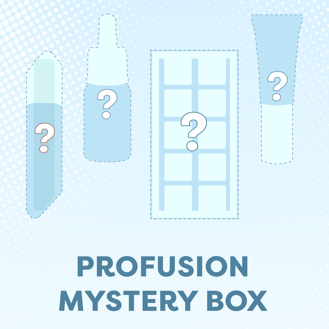 Profusion Cosmetics value mystery box kit with assorted makeup products, featuring a colorful assortment of beauty items.