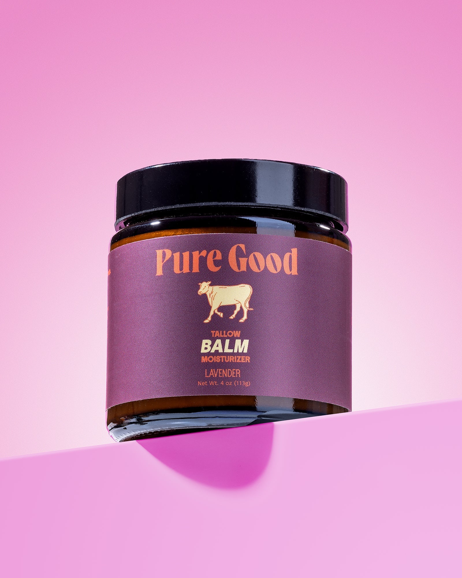 Whipped Lavender Tallow Balm by Pure Good LLC in a 4 oz jar, showcasing a calming, restorative skincare product with lavender scent.