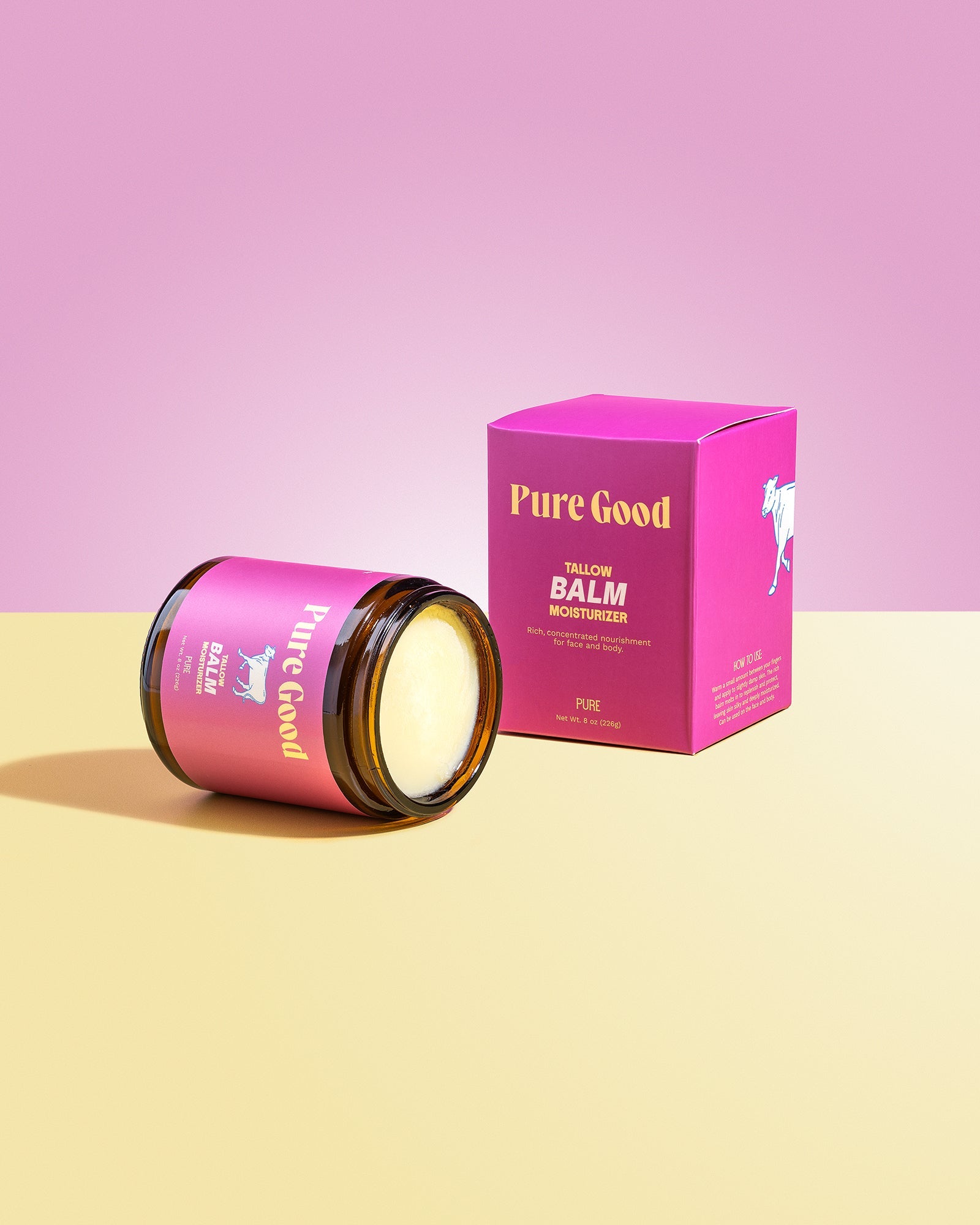 Whipped Tallow Balm by Pure Good LLC in a 4 oz jar, suitable for sensitive skin of all ages, showcasing the smooth, creamy texture.