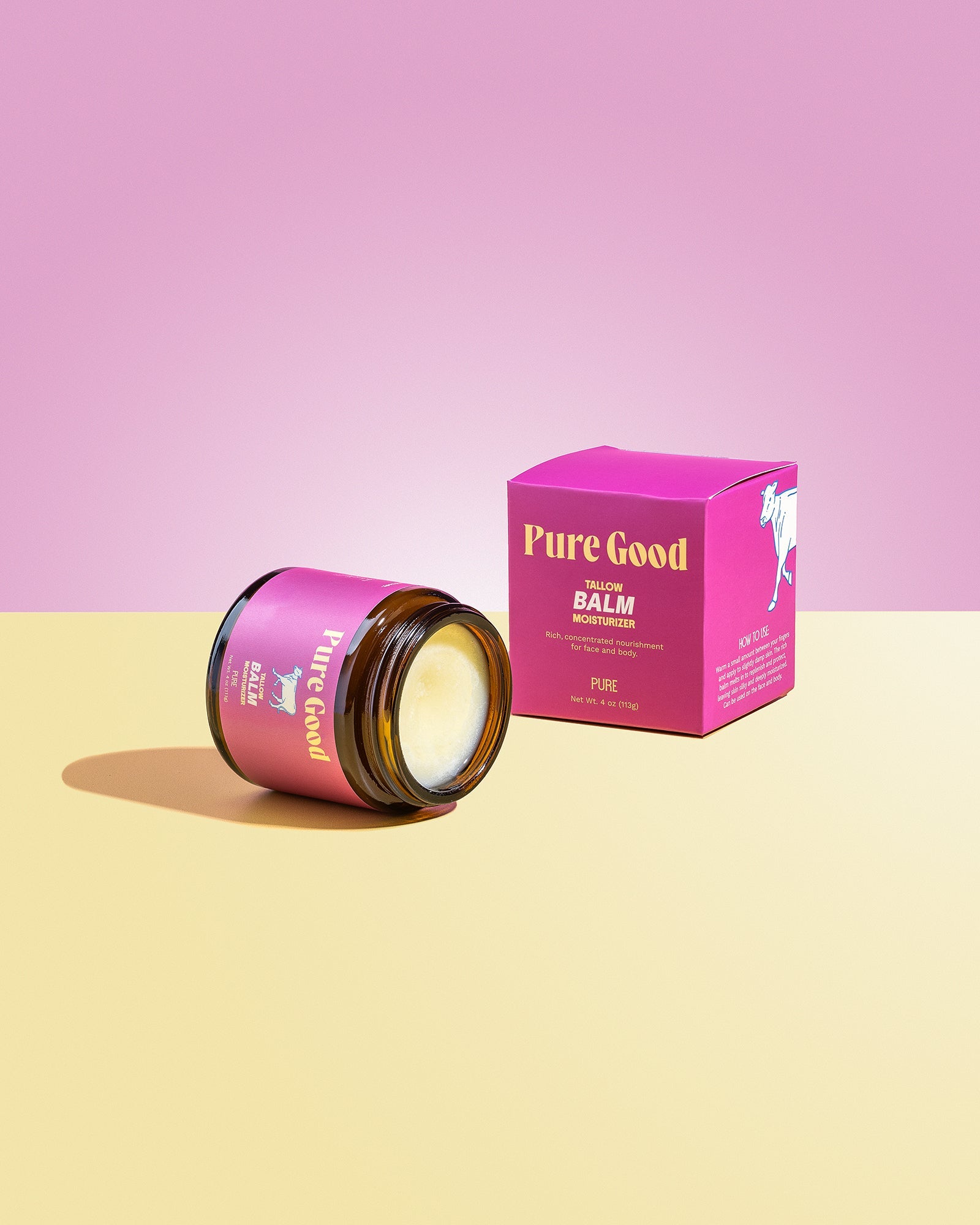 Whipped Tallow Balm by Pure Good LLC, 4 oz jar, showing smooth, creamy texture ideal for sensitive skin of all ages.