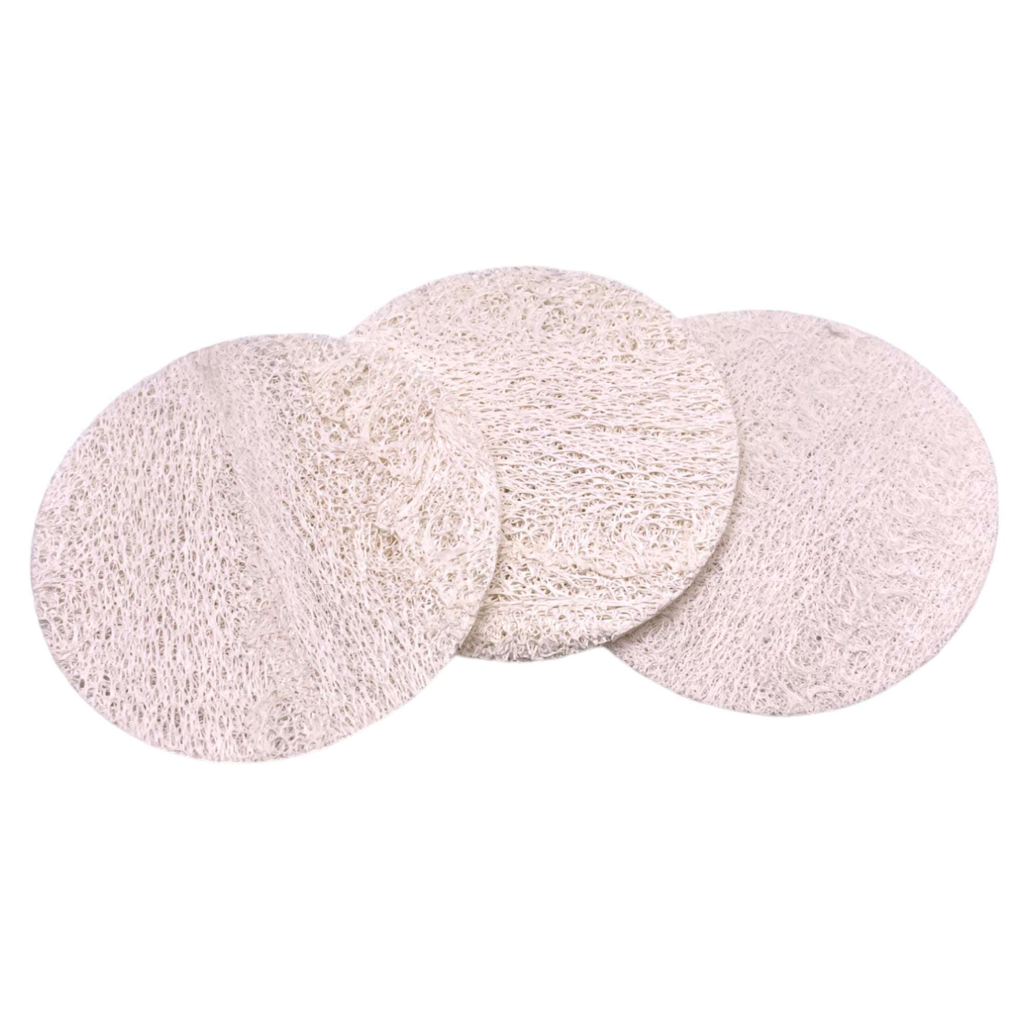 Refillism exfoliation loofah pad for face and body, 3.5-inch personal care scrubber with textured surface for gentle exfoliation.