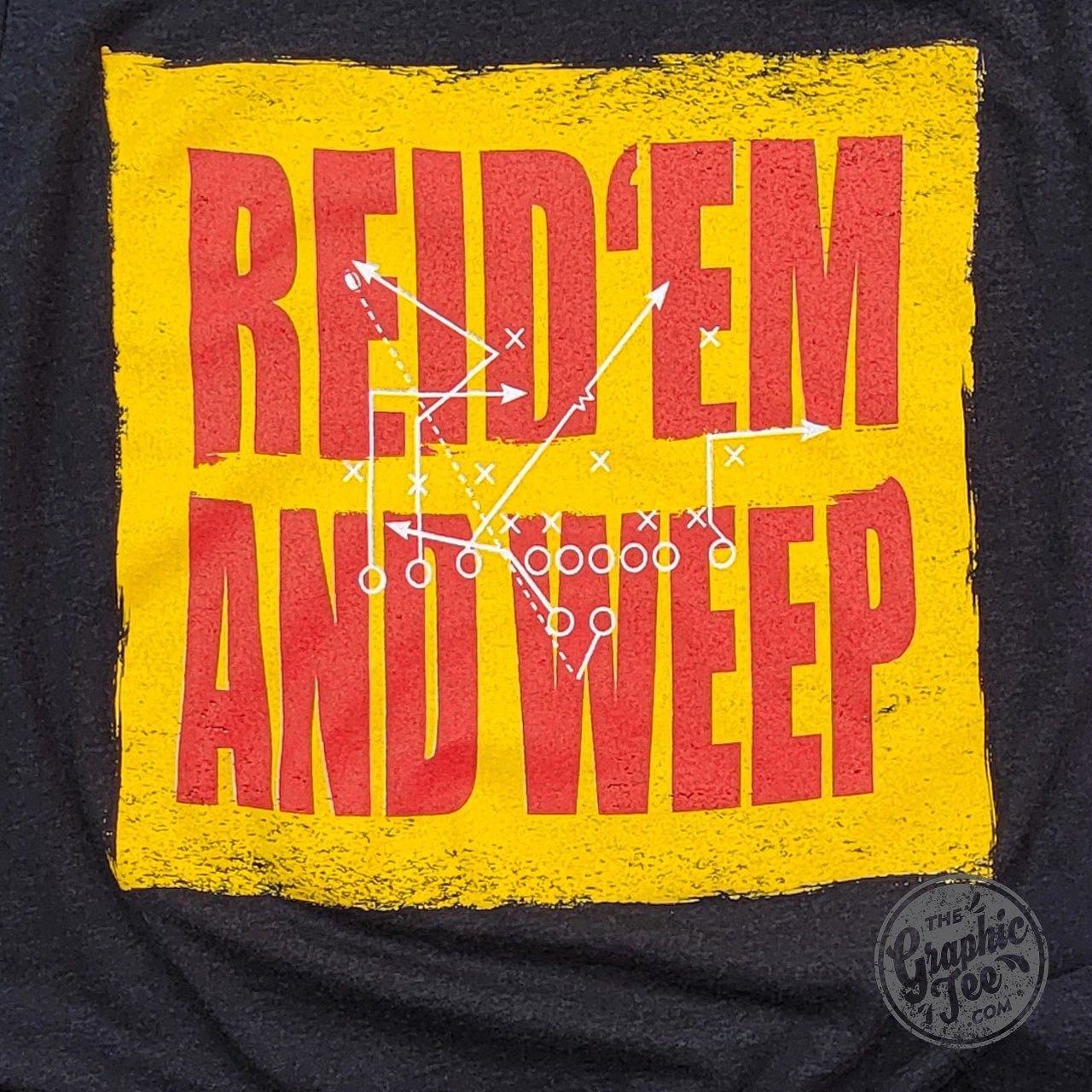 Black Heather short sleeve crew neck T-shirt by The Graphic Tee, featuring a graphic design on the front.