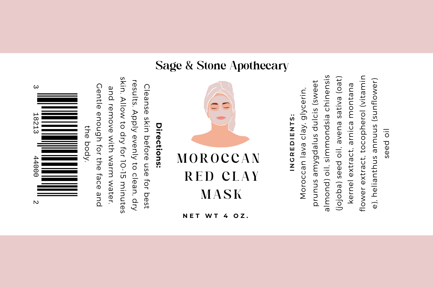 Sage & Stone Apothecary Moroccan red clay mask for personal and body care, showing a clay mask in a bowl with natural ingredients.