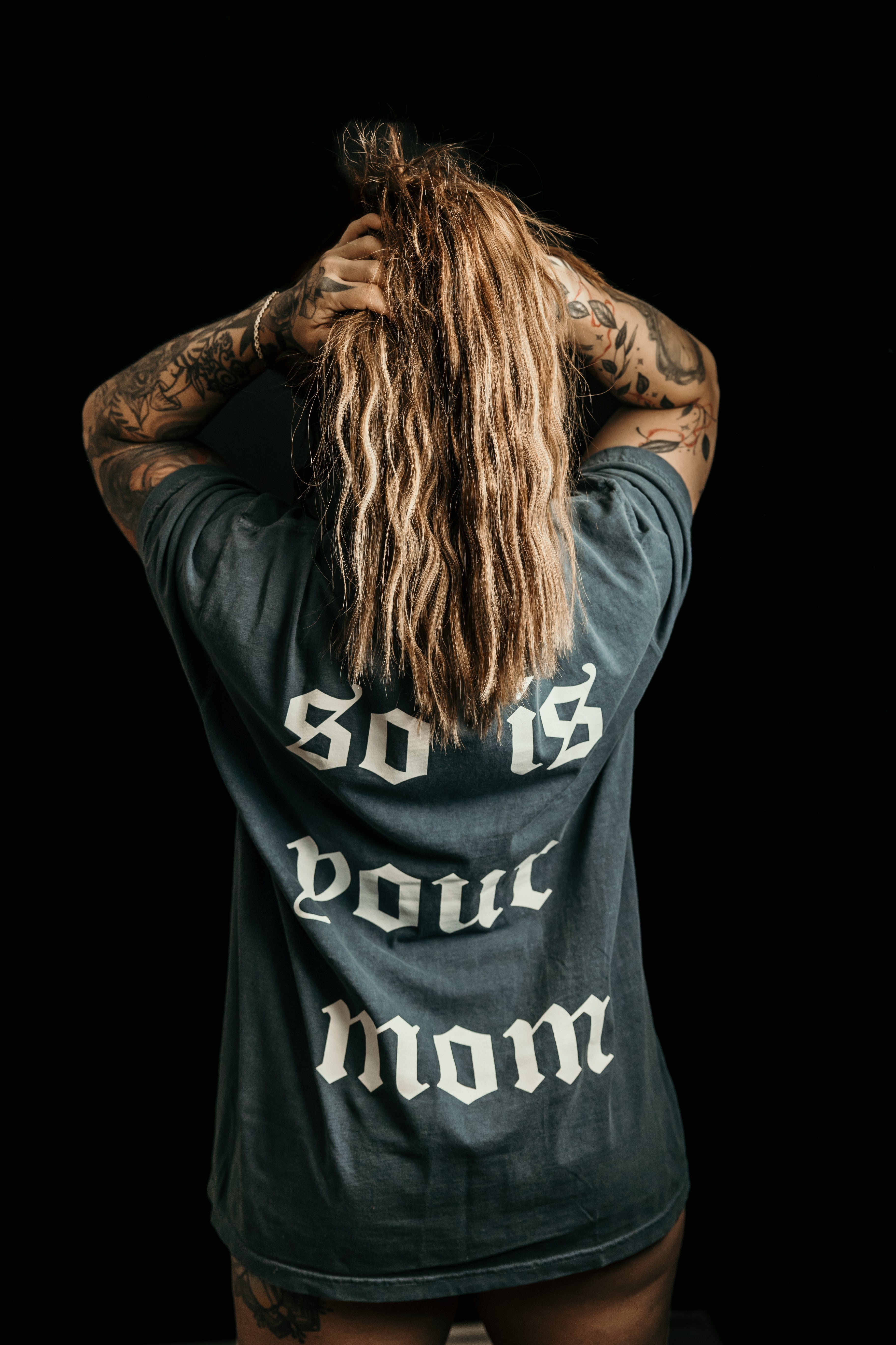 Tattoos Are Trashy graphic T-shirt by Shop Karma Tees featuring bold, rebellious tattoo-inspired artwork on a black tee
