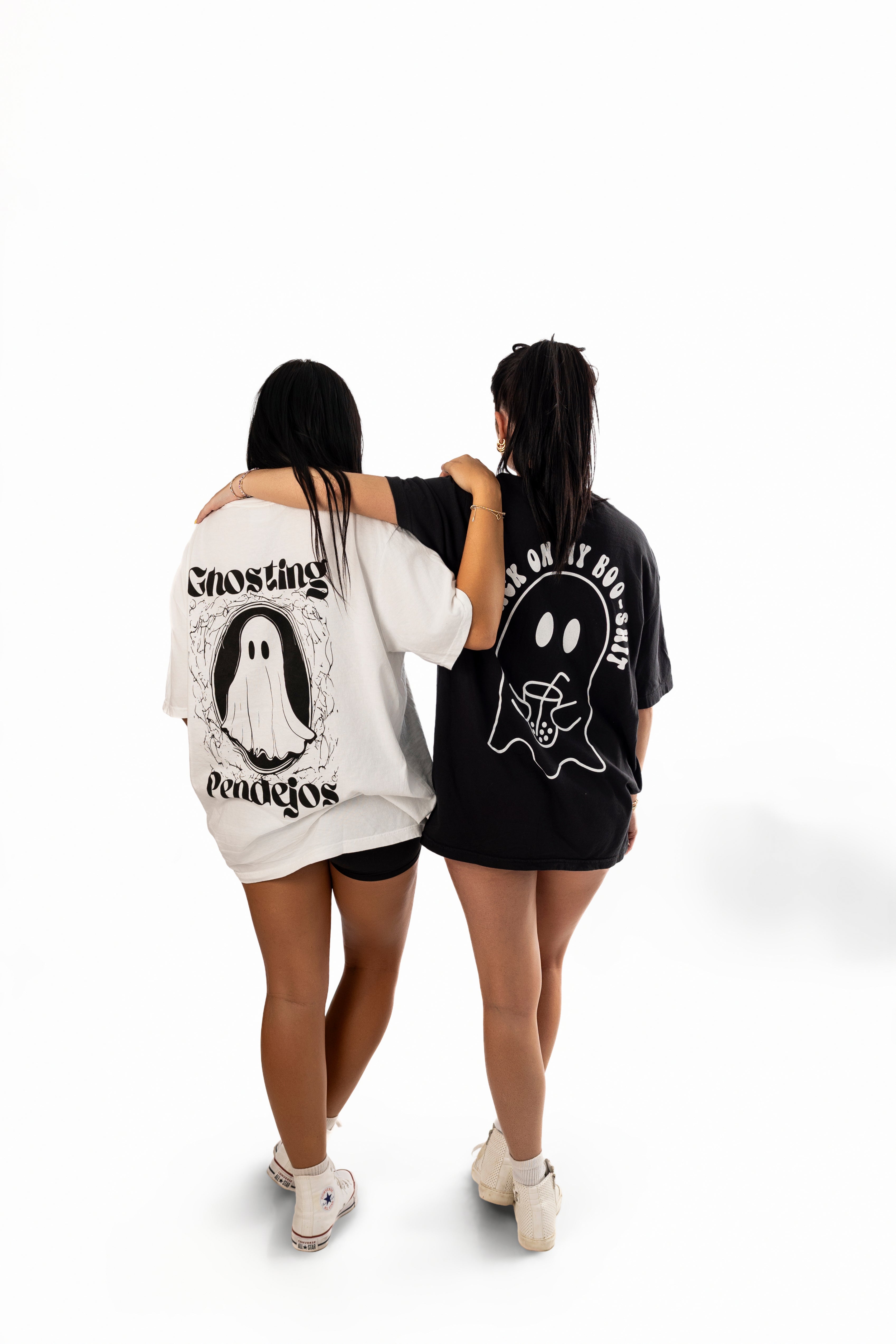 Men's Ghosting Pendejos graphic t-shirt by Shop Karma Tees featuring bold, humorous design on black fabric.