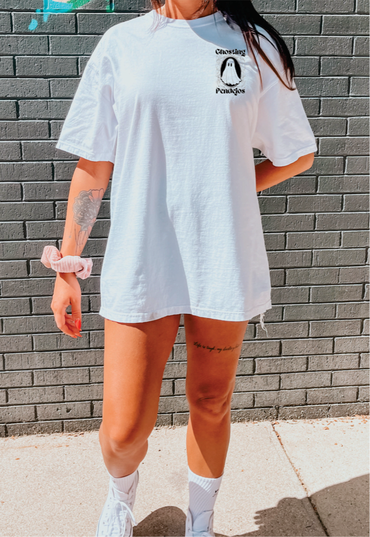 Men's Ghosting Pendejos graphic T-shirt by Shop Karma Tees featuring bold printed design on front.