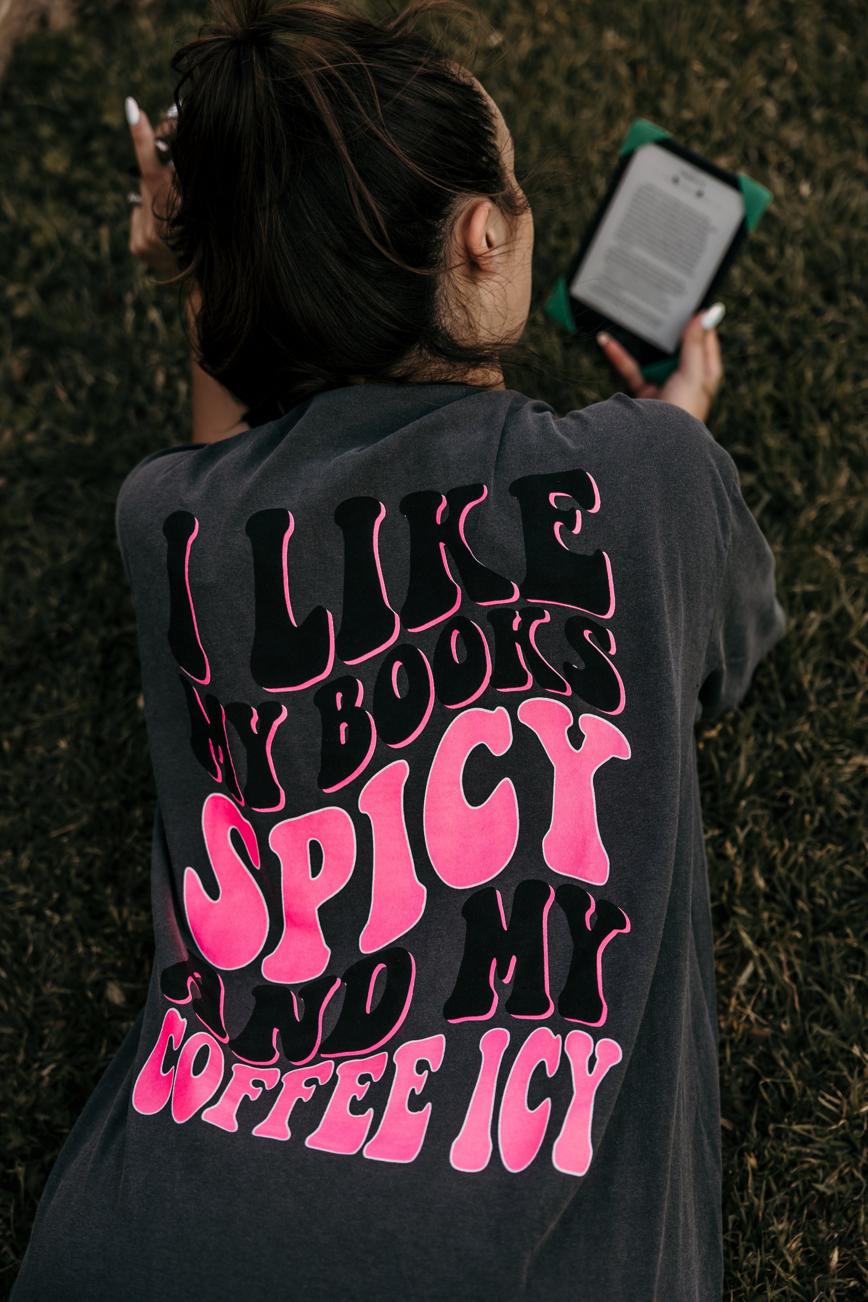 Spicy Books graphic T-shirt by Shop Karma Tees featuring bold printed design on soft cotton fabric.