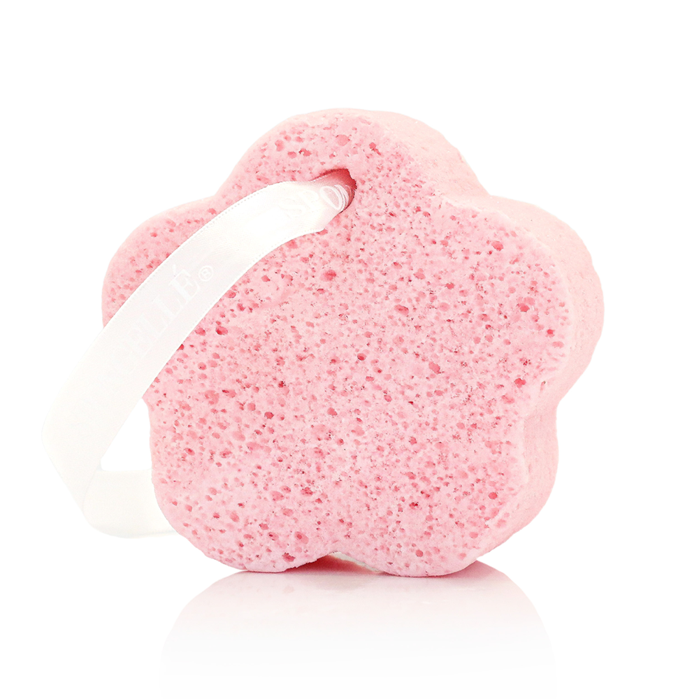 Spongellé Jude Rose Body Buffer, a floral-infused body wash buffer with a textured surface for gentle cleansing.