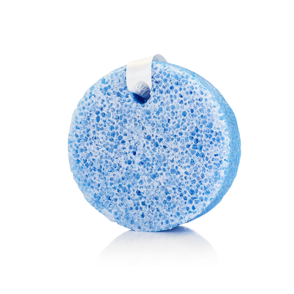 Spongellé Soulful Lyrics Love Notes Body Buffer, a body wash infused buffer with floral and fruity scent, textured for gentle exfoliation.
