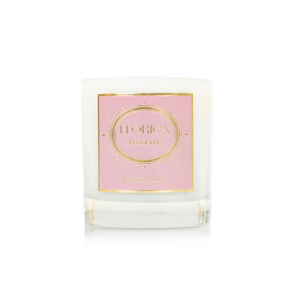 Spongellé Jude Rose Candle from Florica home fragrance collection, featuring a elegant candle with rose scent in a decorative jar.