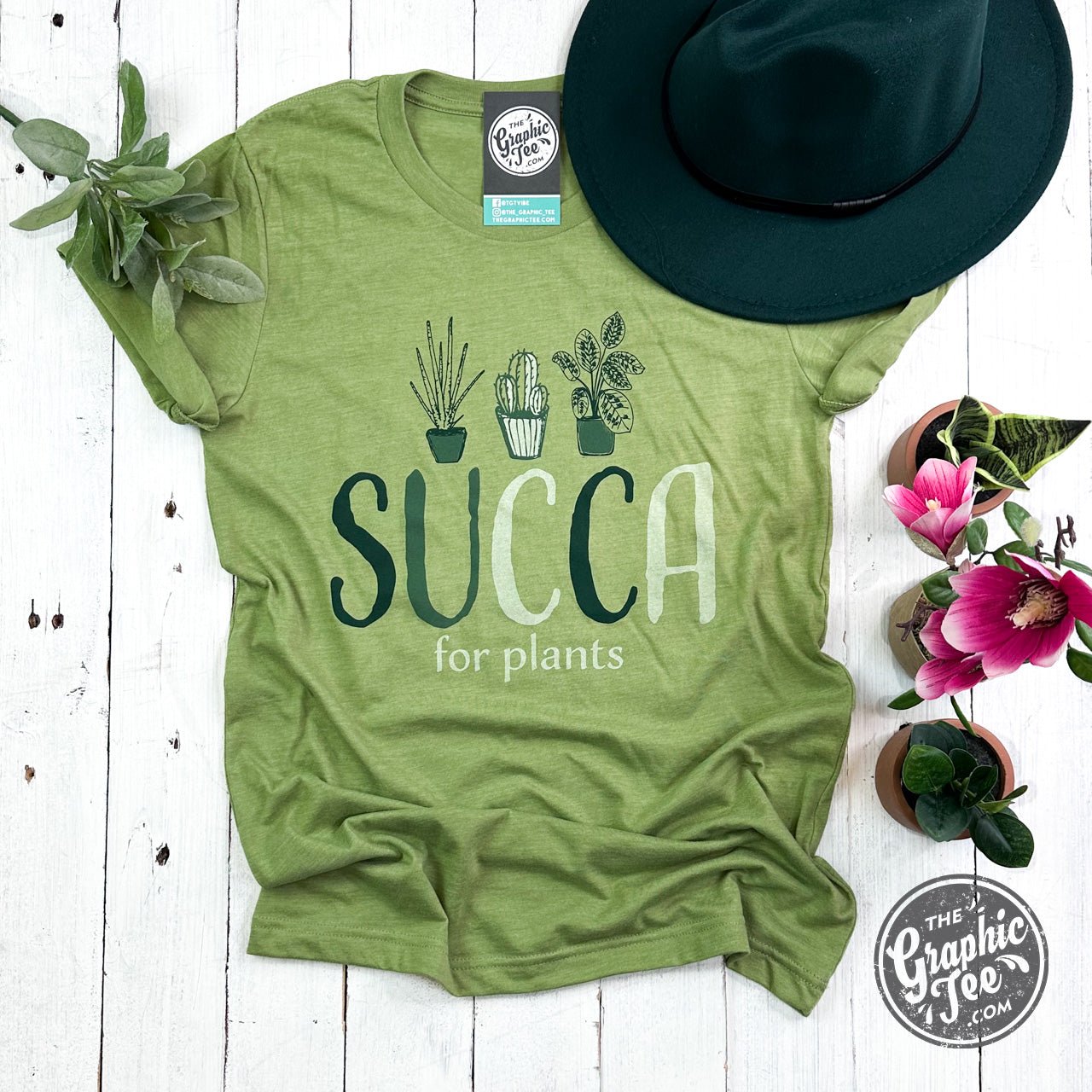 Short sleeve graphic tee featuring a succulent plant design from The Graphic Tee, perfect for plant lovers.