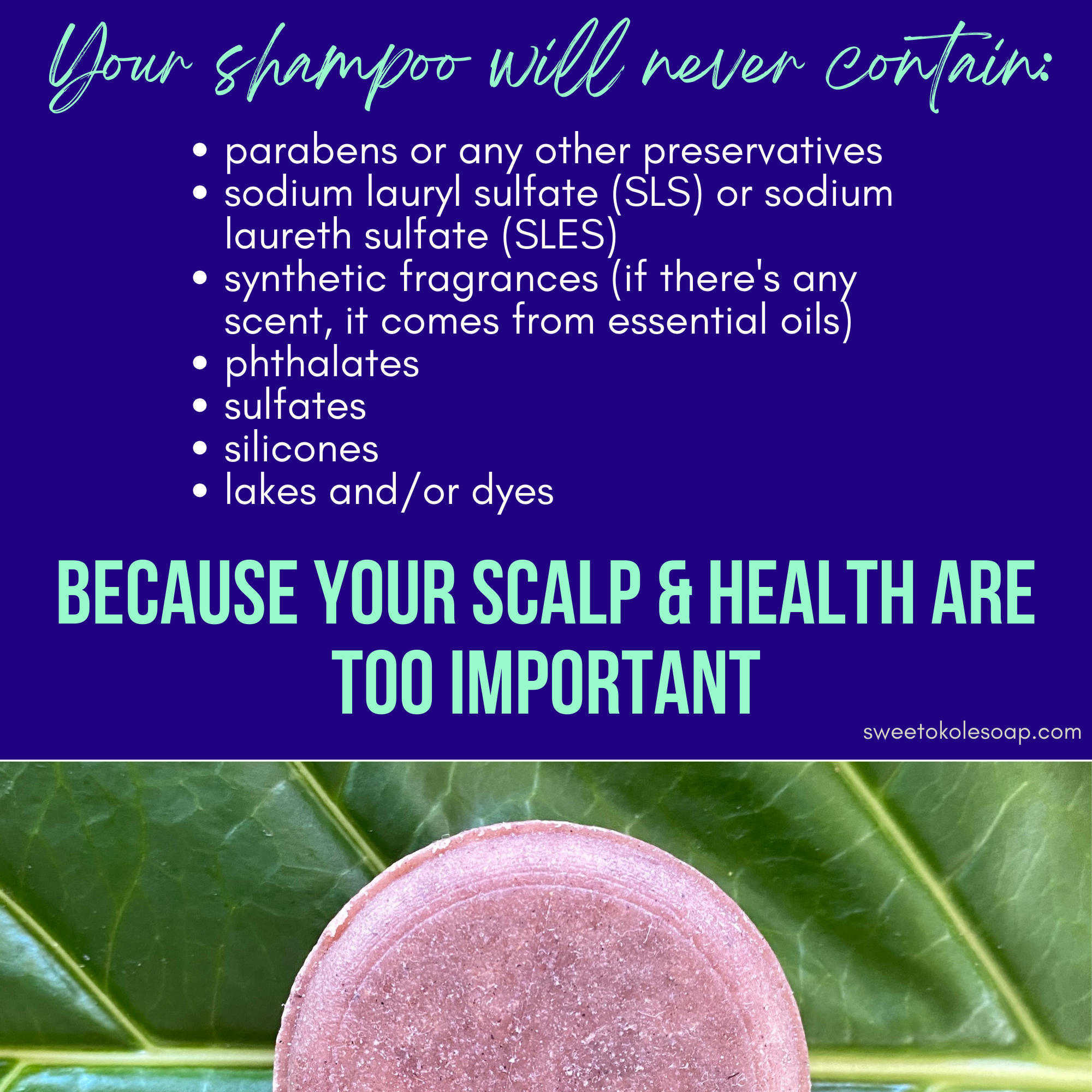 Lavender and clary sage solid shampoo bar with Ratanjot root from Sweet ʻŌkole Soap, showing the natural soap bar with botanical ingredients.