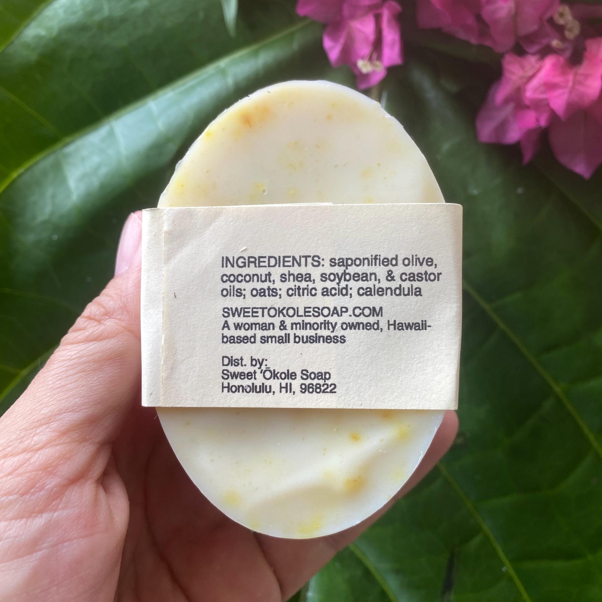 Gentle unscented natural pet shampoo by Sweet ʻŌkole Soap for sensitive skin dogs and cats, with a clear bottle and pet bathing scene.