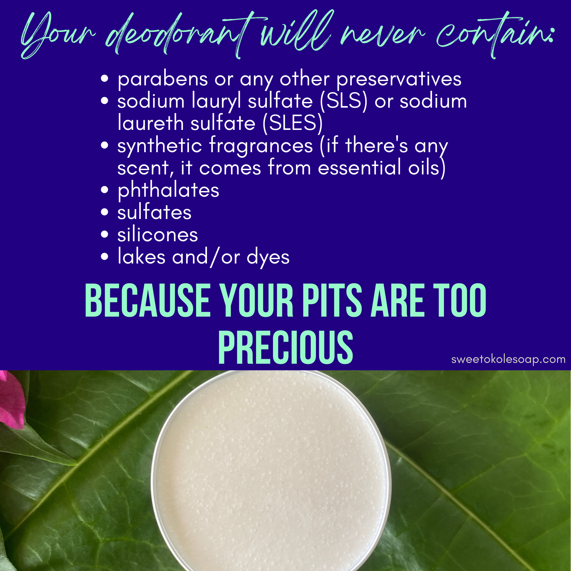 Patchouli natural deodorant by Sweet ʻŌkole Soap, designed for sensitive skin in a sleek, eco-friendly container.