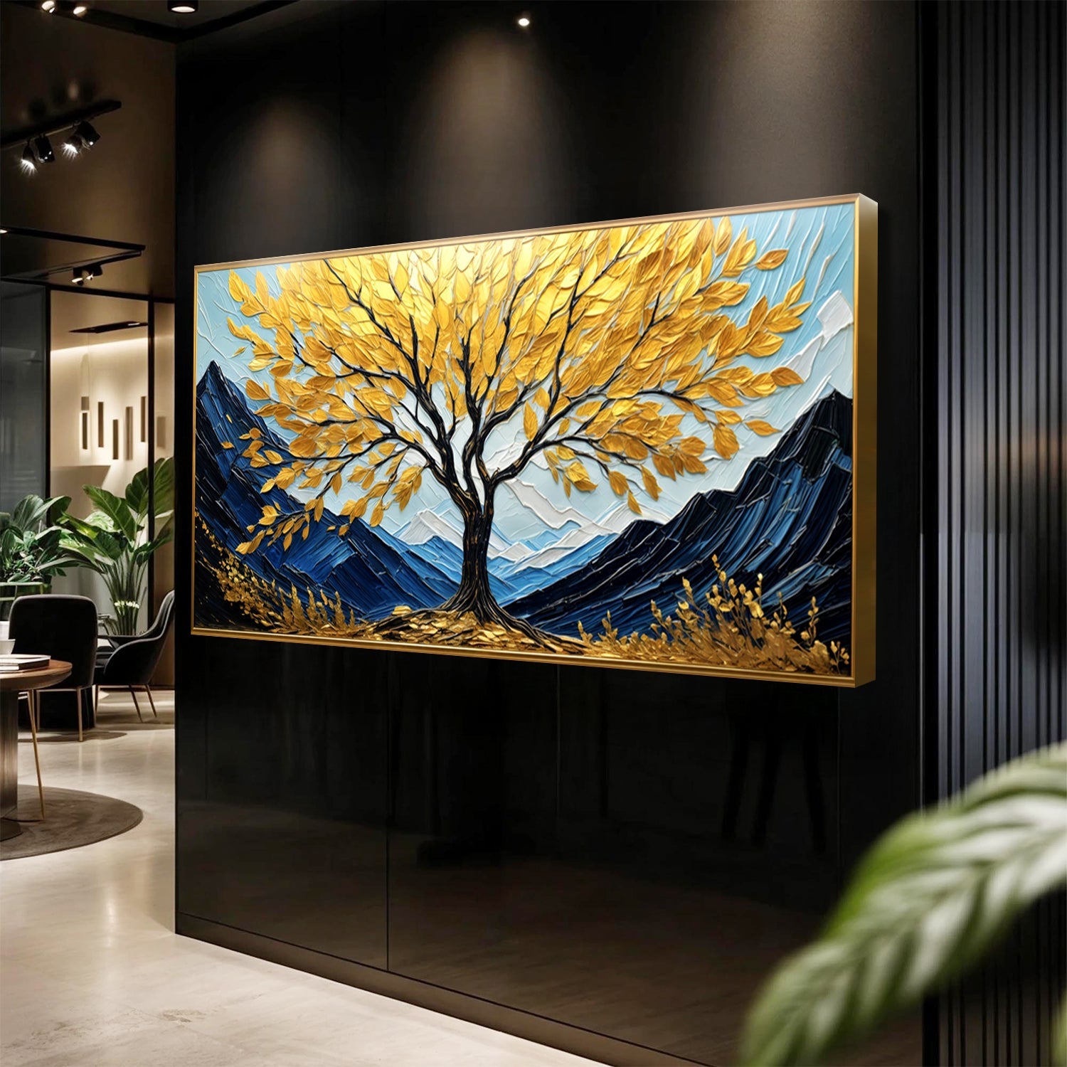Golden Sanctuary wall art canvas by Tailored Canvases featuring a serene, golden-toned abstract design for elegant home decor.