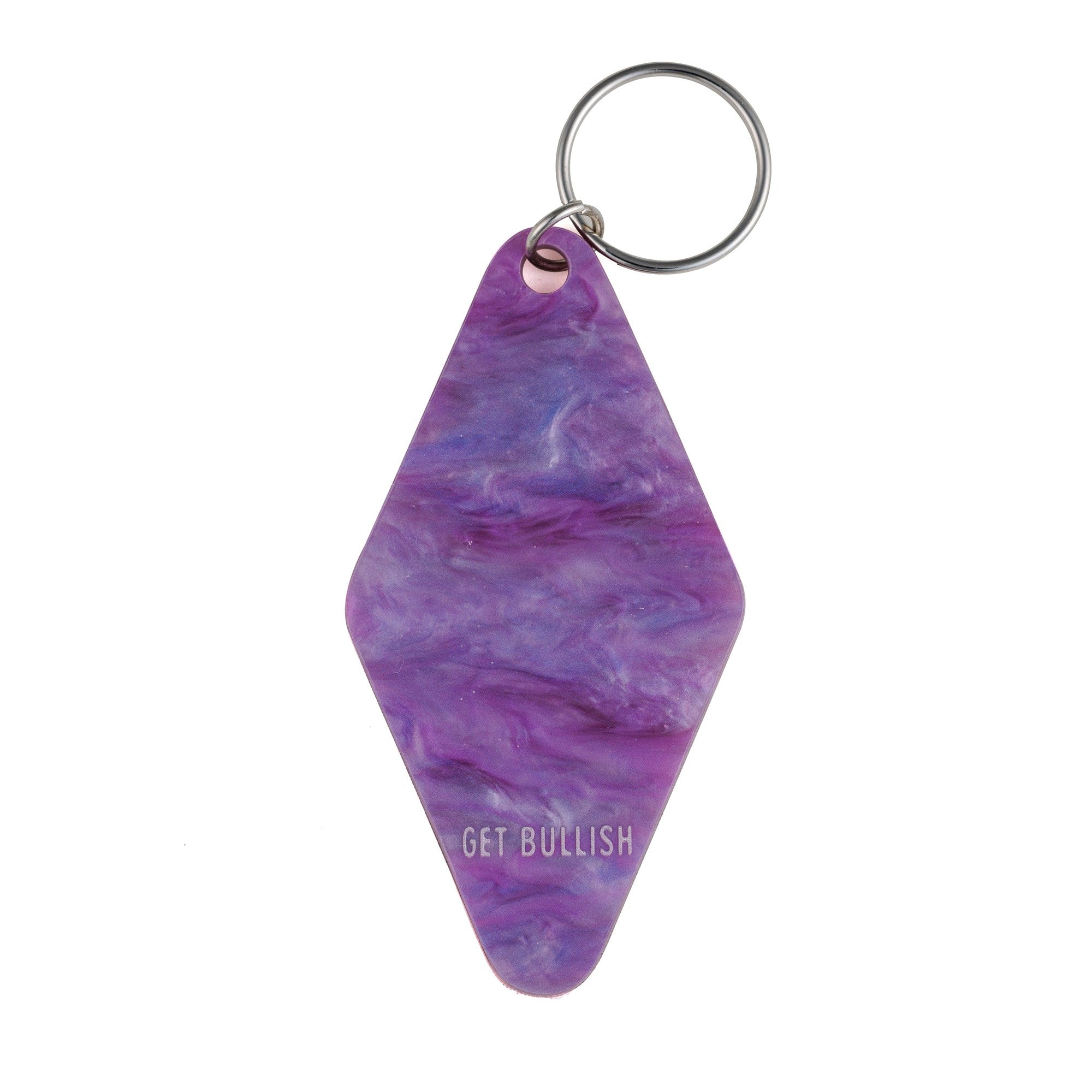 Purple marble keychain featuring a woman silhouette with "Brilliant Woman Who Can Do Anything" design, ideal gift for her.