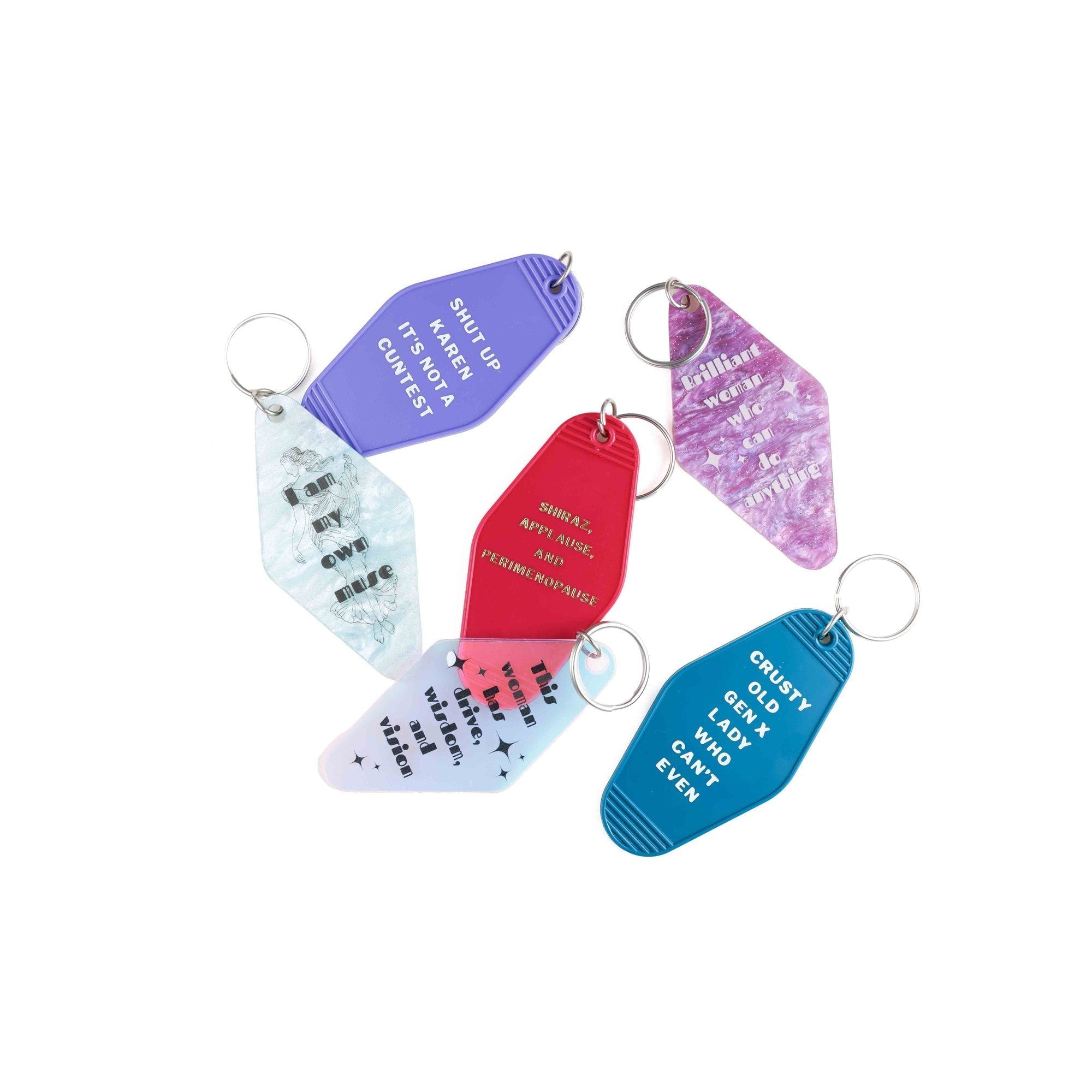 Purple marble keychain featuring a "Brilliant Woman Who Can Do Anything" design, from The Bullish Store, ideal as a gift for her.