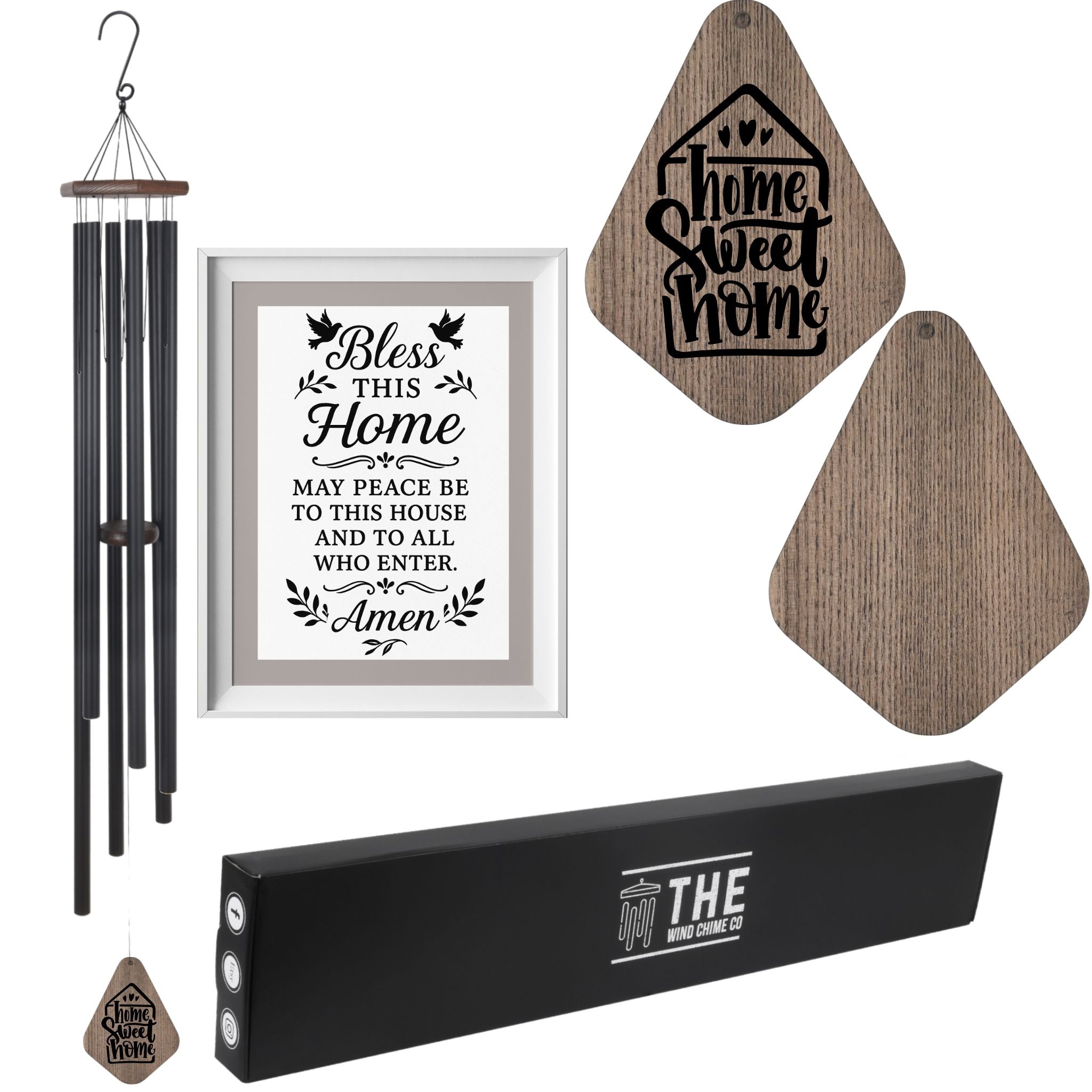 Large deep tone wind chime by The Wind Chime Co with church bell sounds, 55-inch memorial serenity wind chime for reflection or gifts.