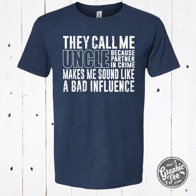 They Call Me Uncle short sleeve graphic tee by The Graphic Tee, featuring casual fit and bold printed design on front.