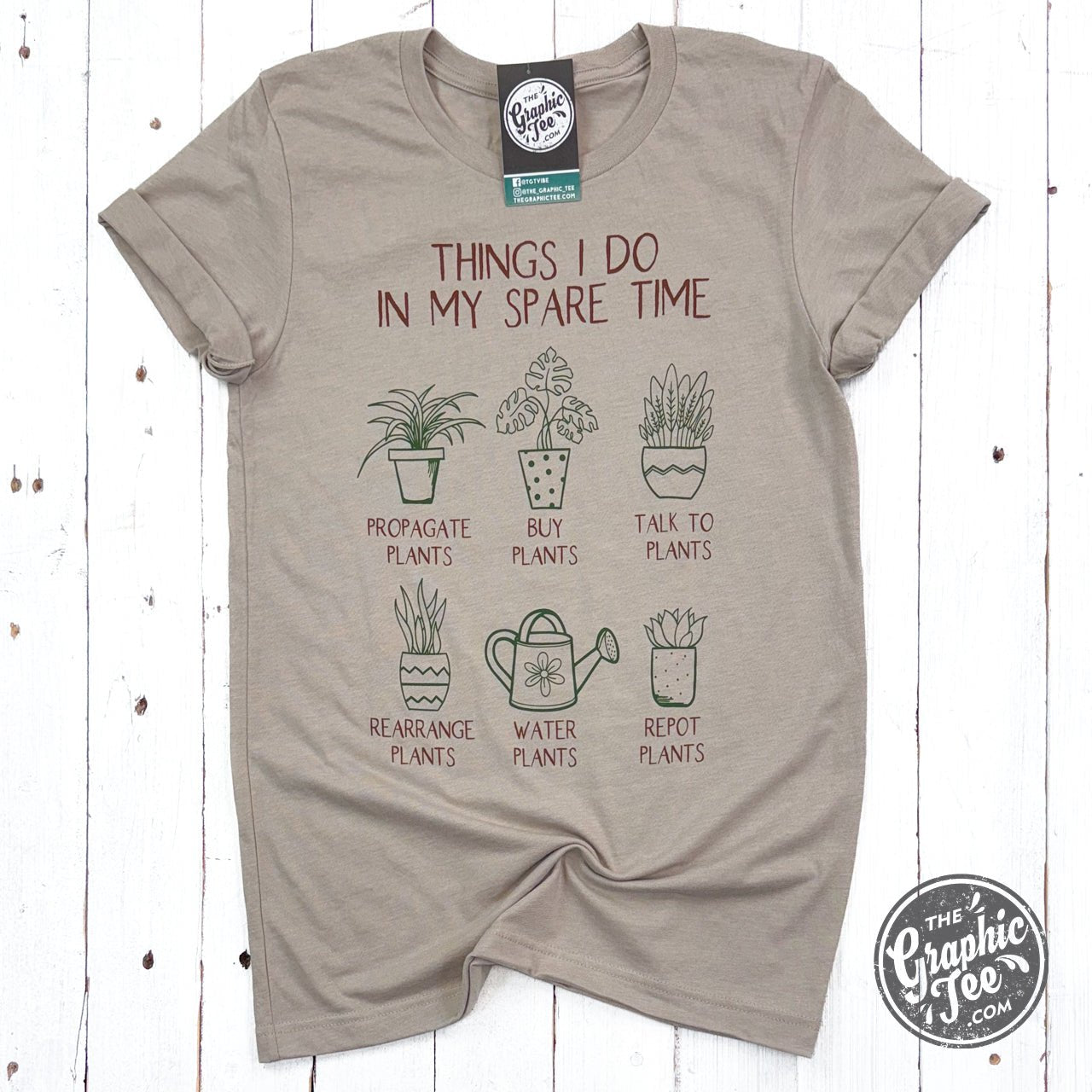 Gray short sleeve graphic tee from The Graphic Tee with humorous "Things I Do In My Spare Time" design.