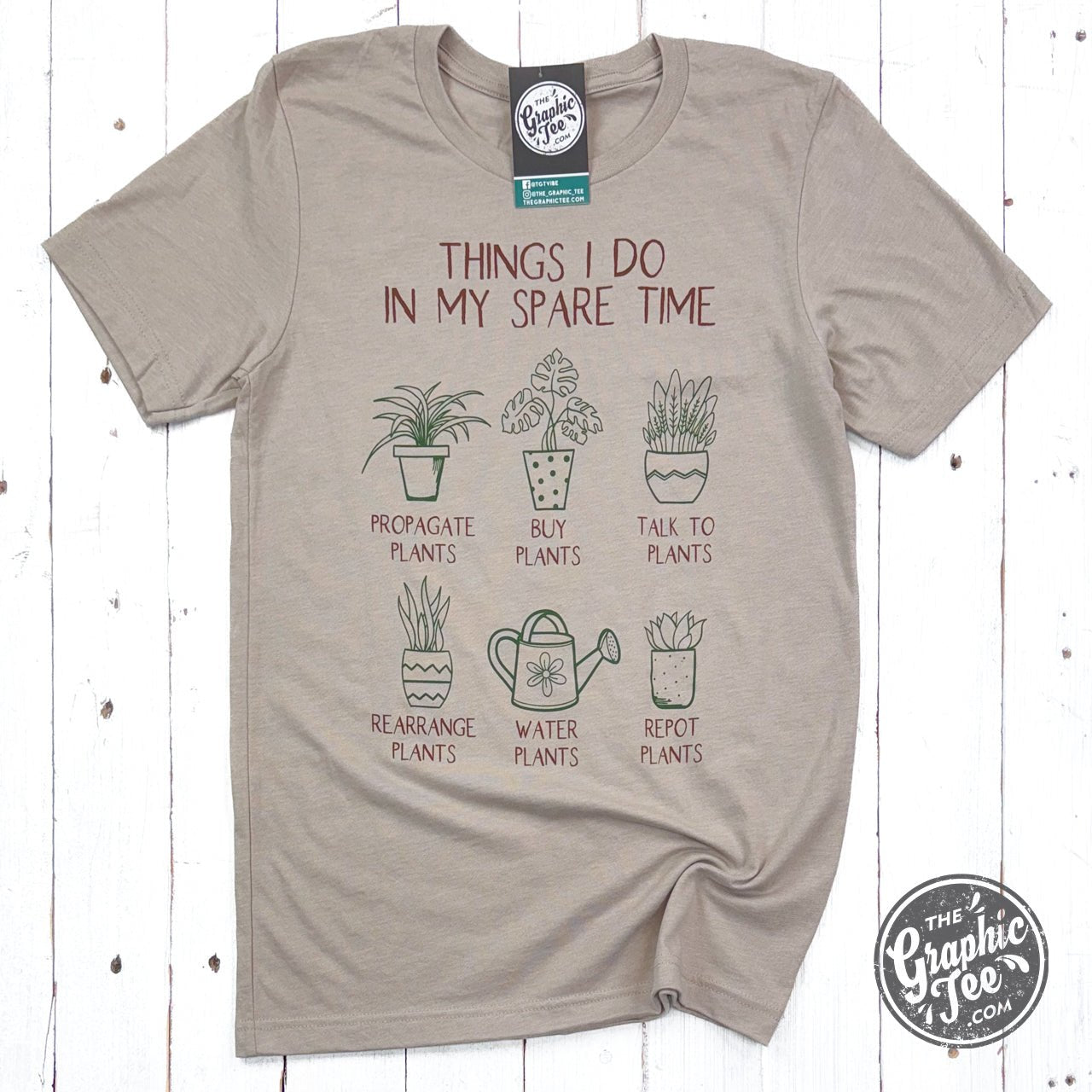 Gray short sleeve graphic tee by The Graphic Tee featuring humorous "Things I Do In My Spare Time" text on the front.