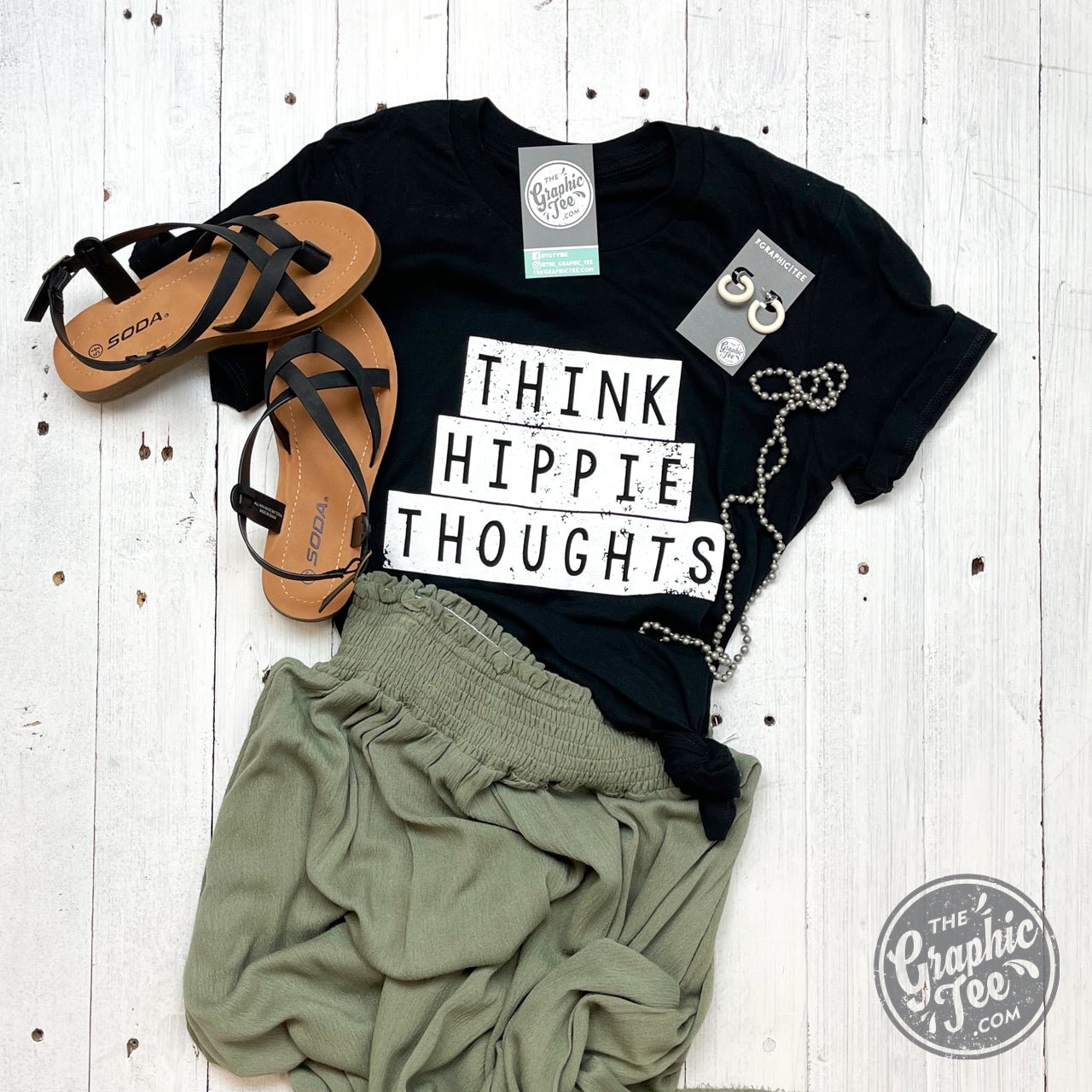 Unisex SS Graphic Tee by The Graphic Tee featuring a hippie thoughts design on soft fabric.