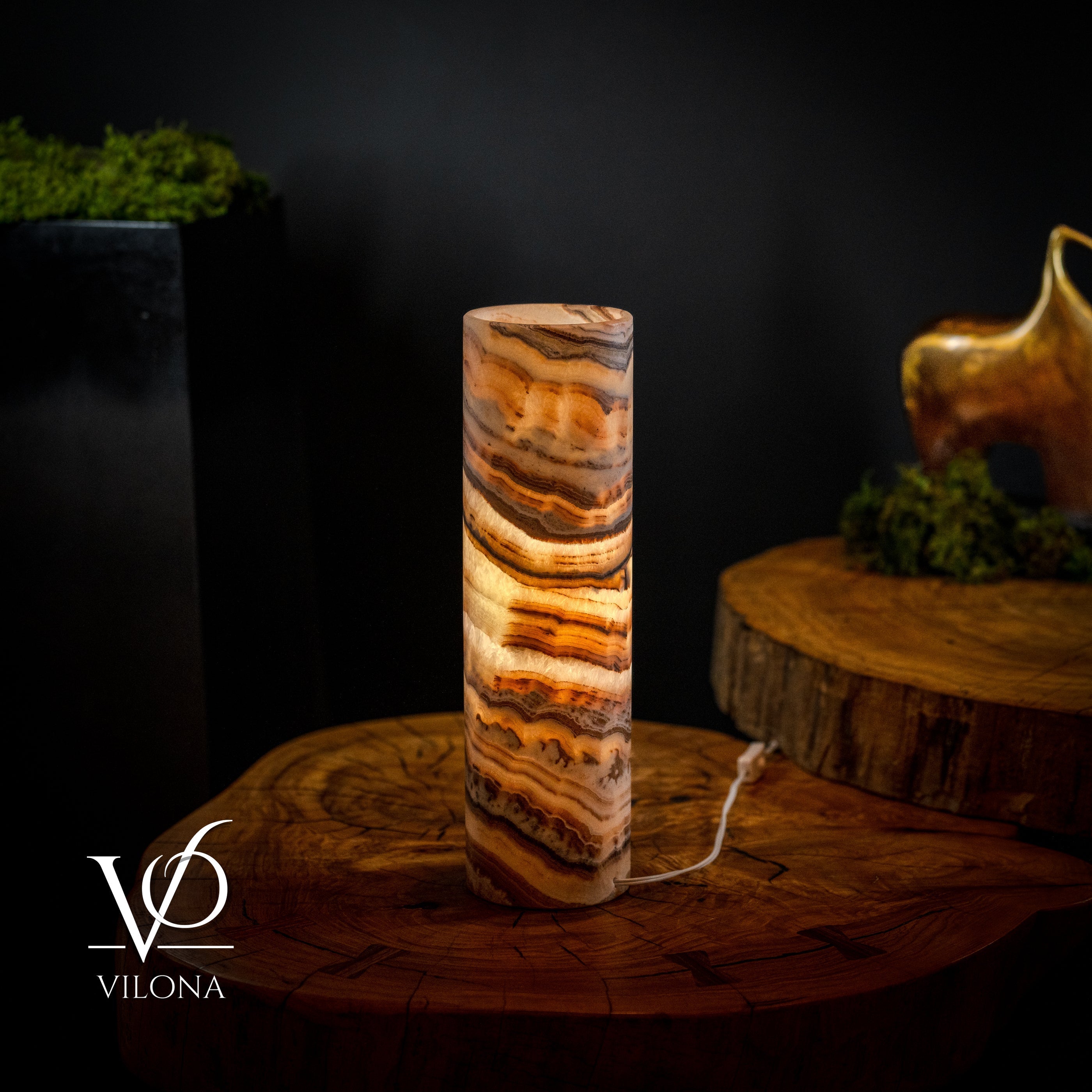 Vilona Onyx Sahara Crystal onyx table desk lamp with sleek black base and crystal accents, ideal for modern home decor.