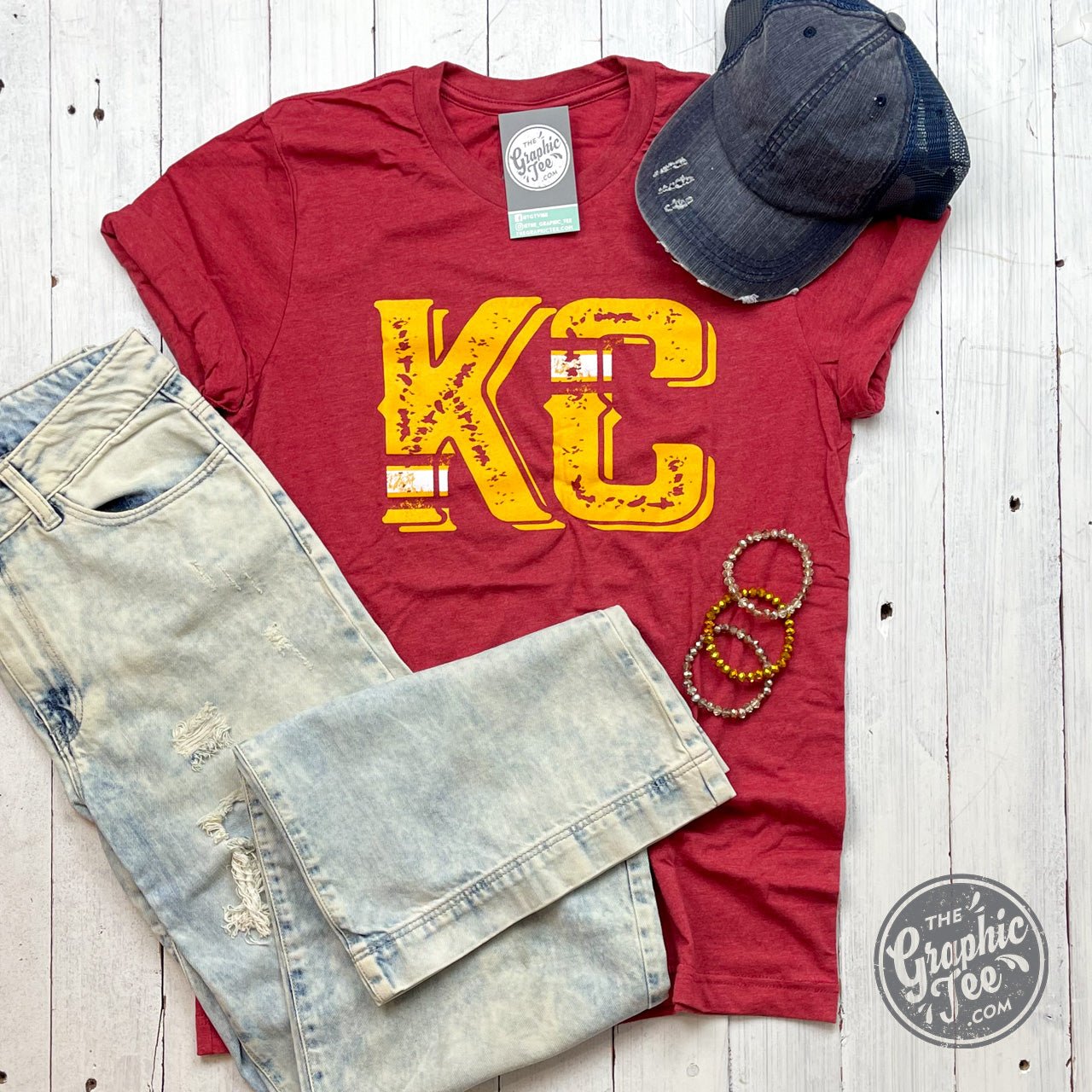 Vintage KC short sleeve graphic tee by The Graphic Tee, featuring retro Kansas City design and casual cotton fabric.