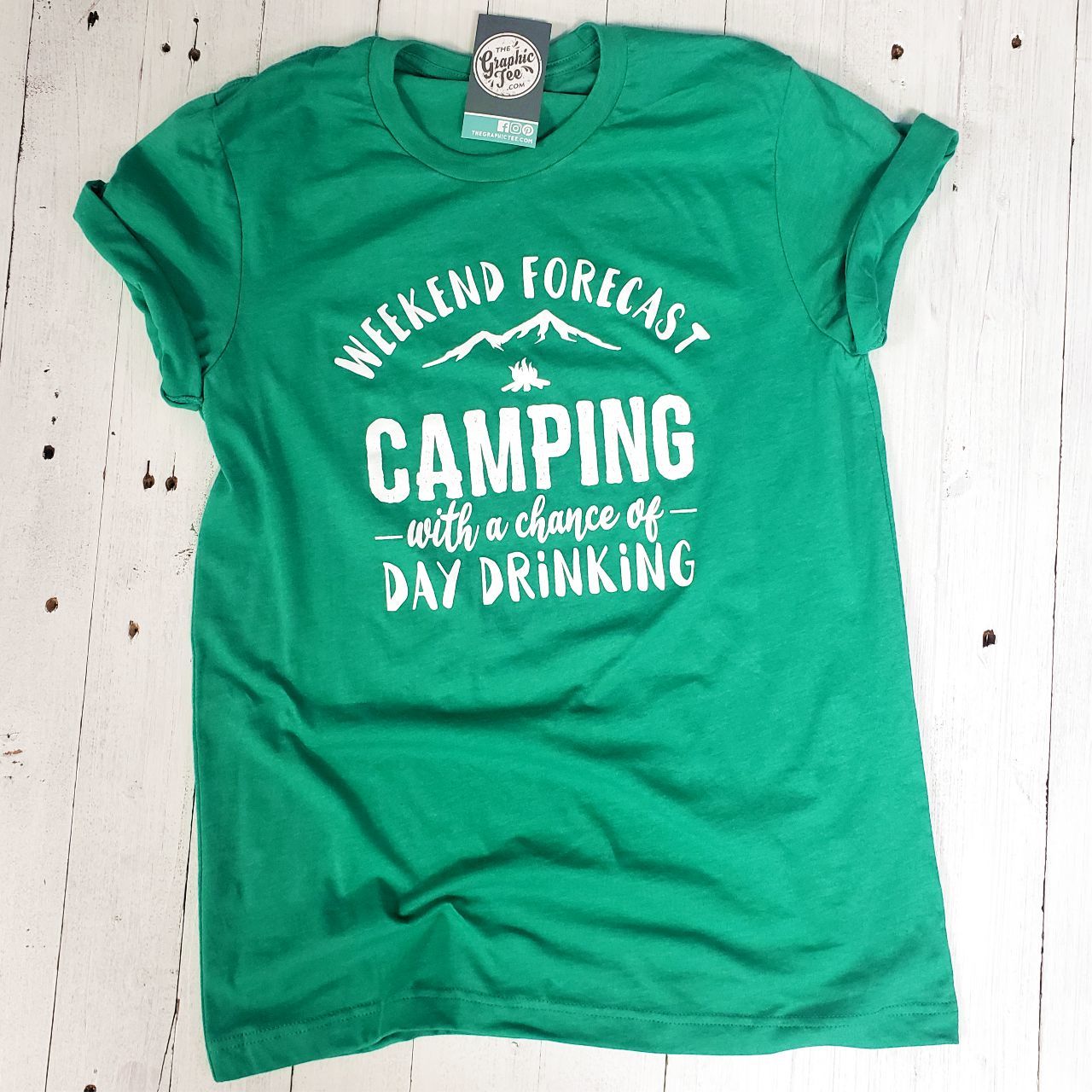 Unisex SS Graphic Tee from The Graphic Tee featuring a weekend forecast weather graphic on a casual t-shirt.