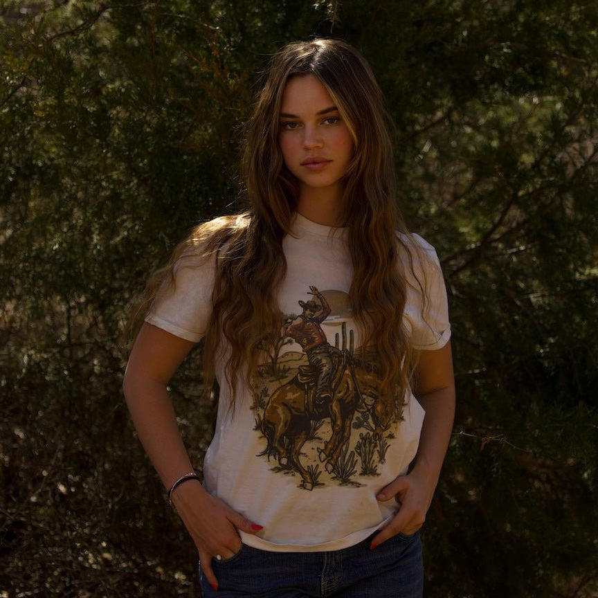 Wild Junkie Desert Spirit Graphic Tee featuring desert landscape and spiritual design on a casual cotton T-shirt.