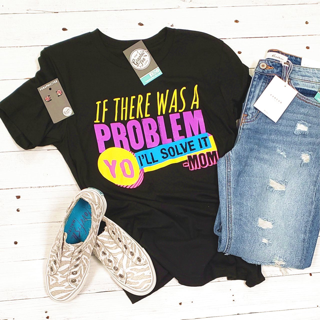 Black SS graphic T-shirt from The Graphic Tee featuring the "Yo I'll Solve It" design displayed on the front.