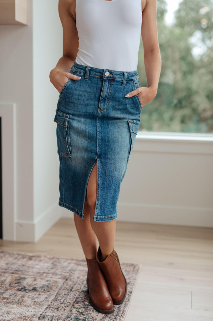 Always Be There Cargo Denim Skirt - Practical Magic Store