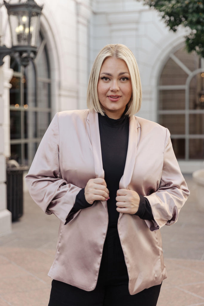 Champagne and Roses Satin Blazer - Practical Magic Store