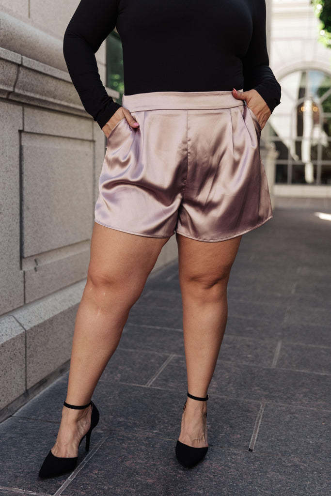 Champagne and Roses Satin Shorts - Practical Magic Store