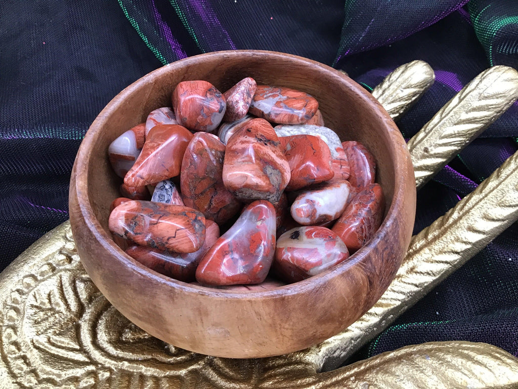 Satin Leaf Red Jasper Tumbled Stones - Practical Magic Store
