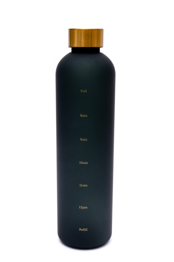 Sippin' Pretty 32 oz Translucent Water Bottle in Black & Gold - Practical Magic Store
