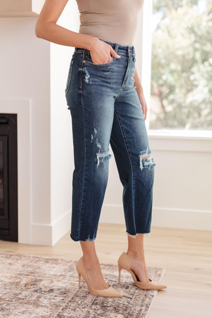 Whitney High Rise Distressed Wide Leg Crop Jeans - Practical Magic Store