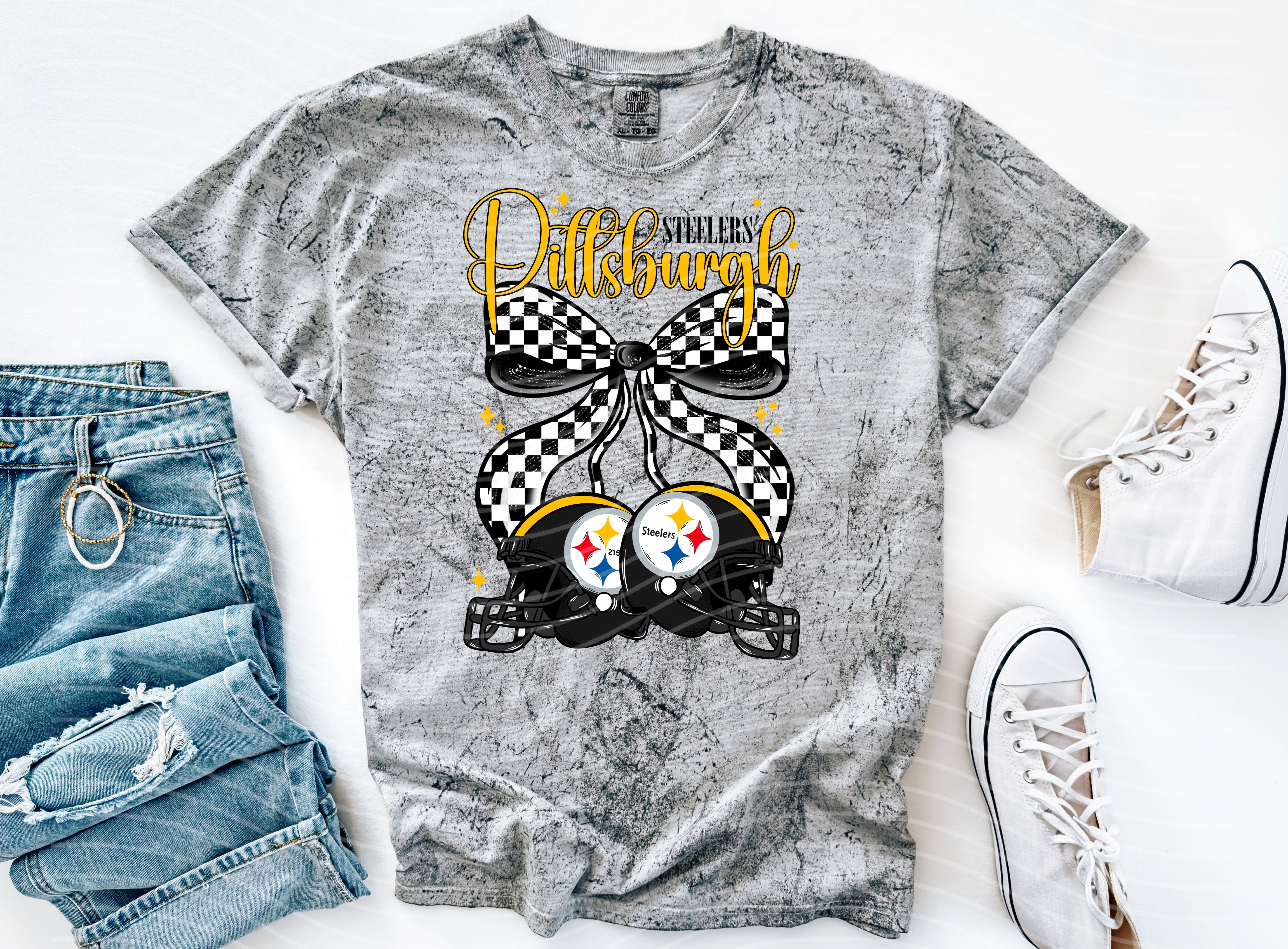 Pittsburgh Cherries graphic tee by Anchored Grace Boutique featuring a colorful cherry design on a casual cotton t-shirt.