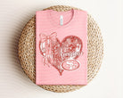 Lace Heart 49ers graphic tee by Anchored Grace Boutique featuring a stylish 49ers logo and lace details on soft cotton fabric.
