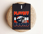 Broncos graphic tee by Anchored Grace Boutique featuring playoff bound design, casual men's or women's T-shirt with team logo and vibrant colors.