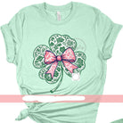 Dainty Clover Graphic Tee by Anchored Grace Boutique featuring a delicate clover design on soft cotton fabric.