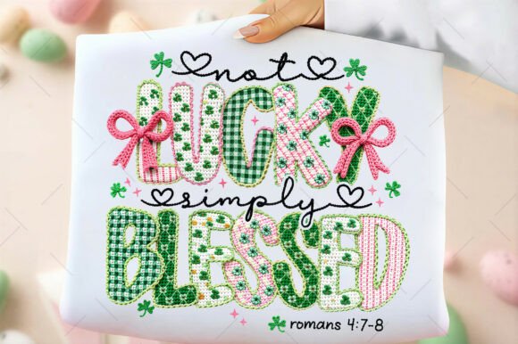 Black Not Lucky Simply Blessed graphic tee from Anchored Grace Boutique featuring uplifting text design on front.