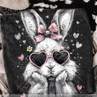Black and white bunny graphic tee from Anchored Grace Boutique featuring a cute bunny illustration on a casual t-shirt.