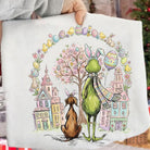 Anchored Grace Boutique Easter graphic tee featuring Mean One and Max characters on a casual cotton t-shirt.