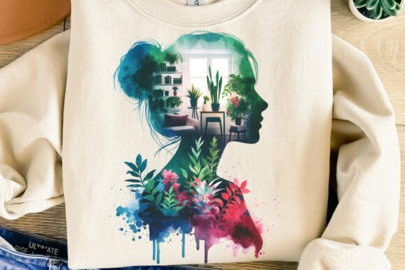 Plant Woman graphic tee by Anchored Grace Boutique, featuring a stylish illustration of a woman with plants on a casual cotton t-shirt.