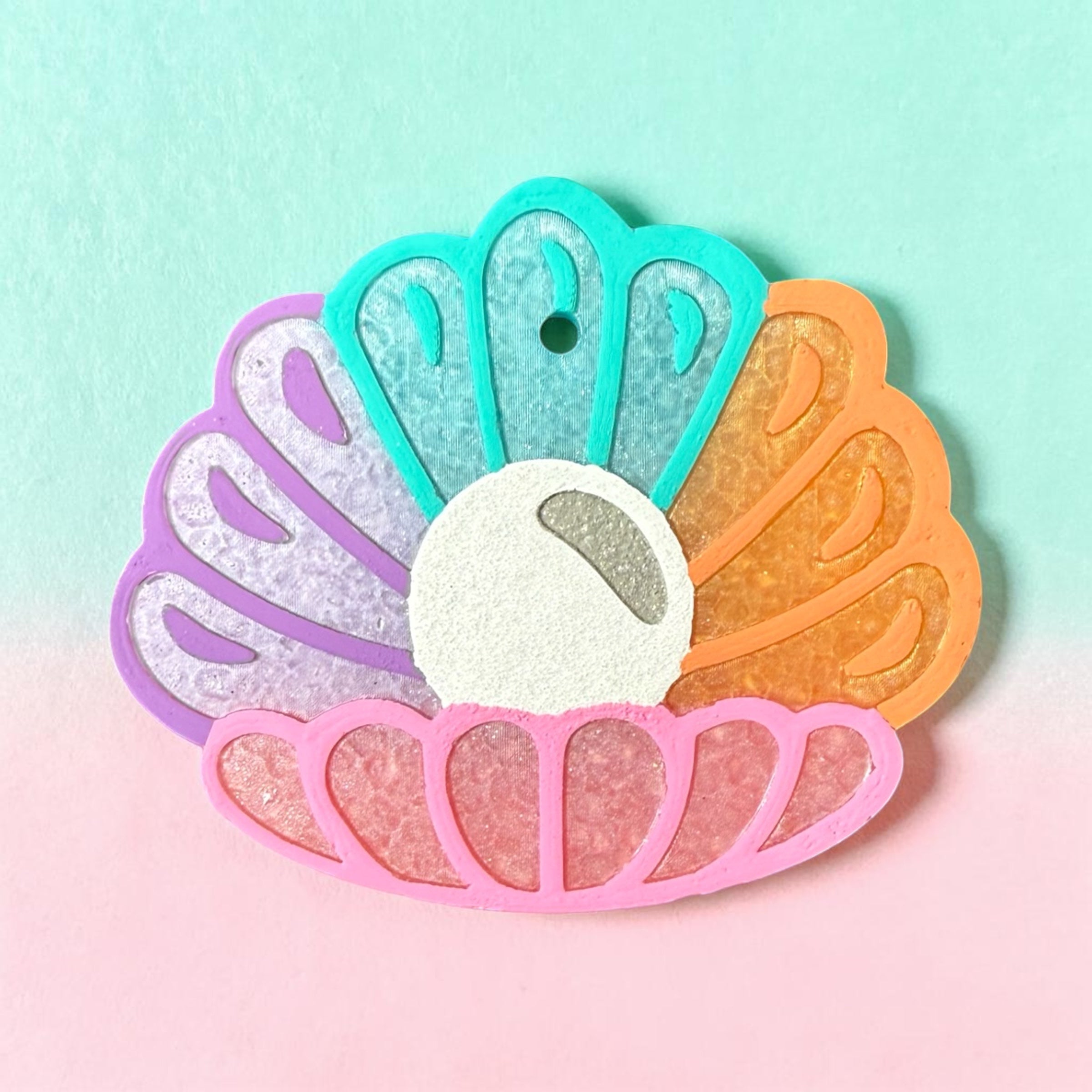 Rainbow Pearl Freshie by Bug & Bean Freshies featuring colorful pearl accents on a freshie air freshener.